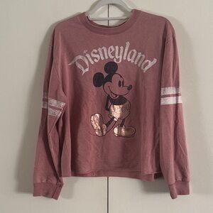 Disney Mauve Pink Mickey Graphic Sweatshirt with Metallic Accents